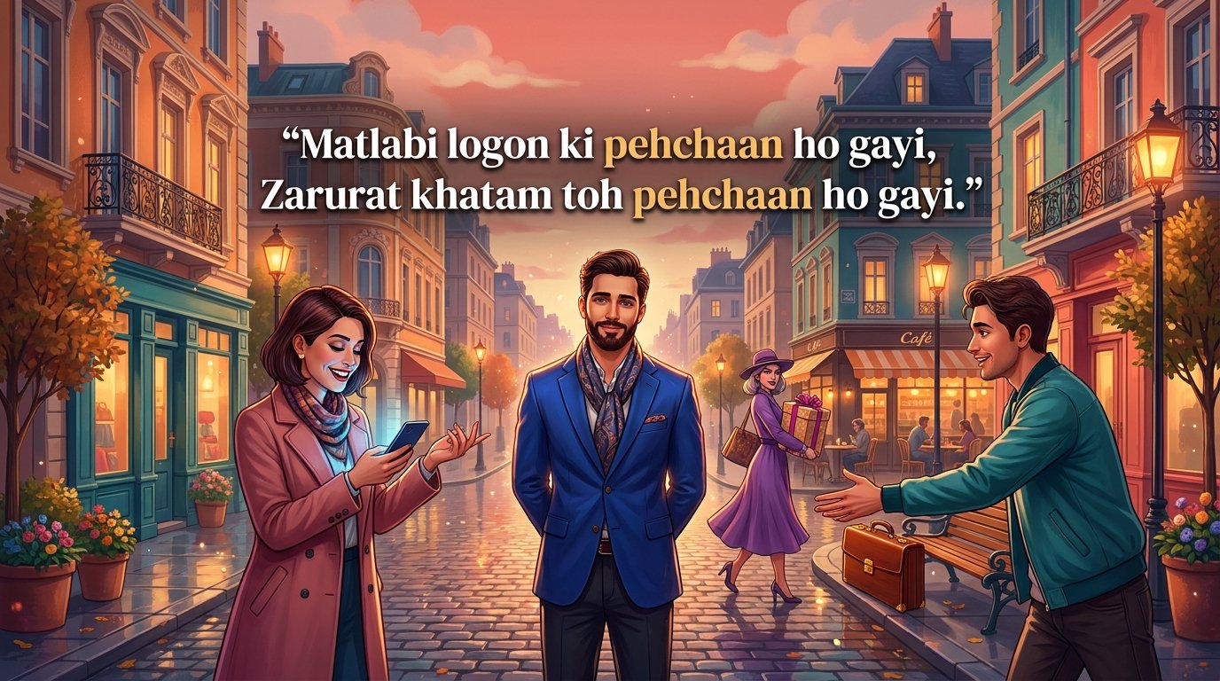 110+ Matlabi Log Shayari | मतलबी लोगों की सच्चाई बताने वाली शायरी (2026)