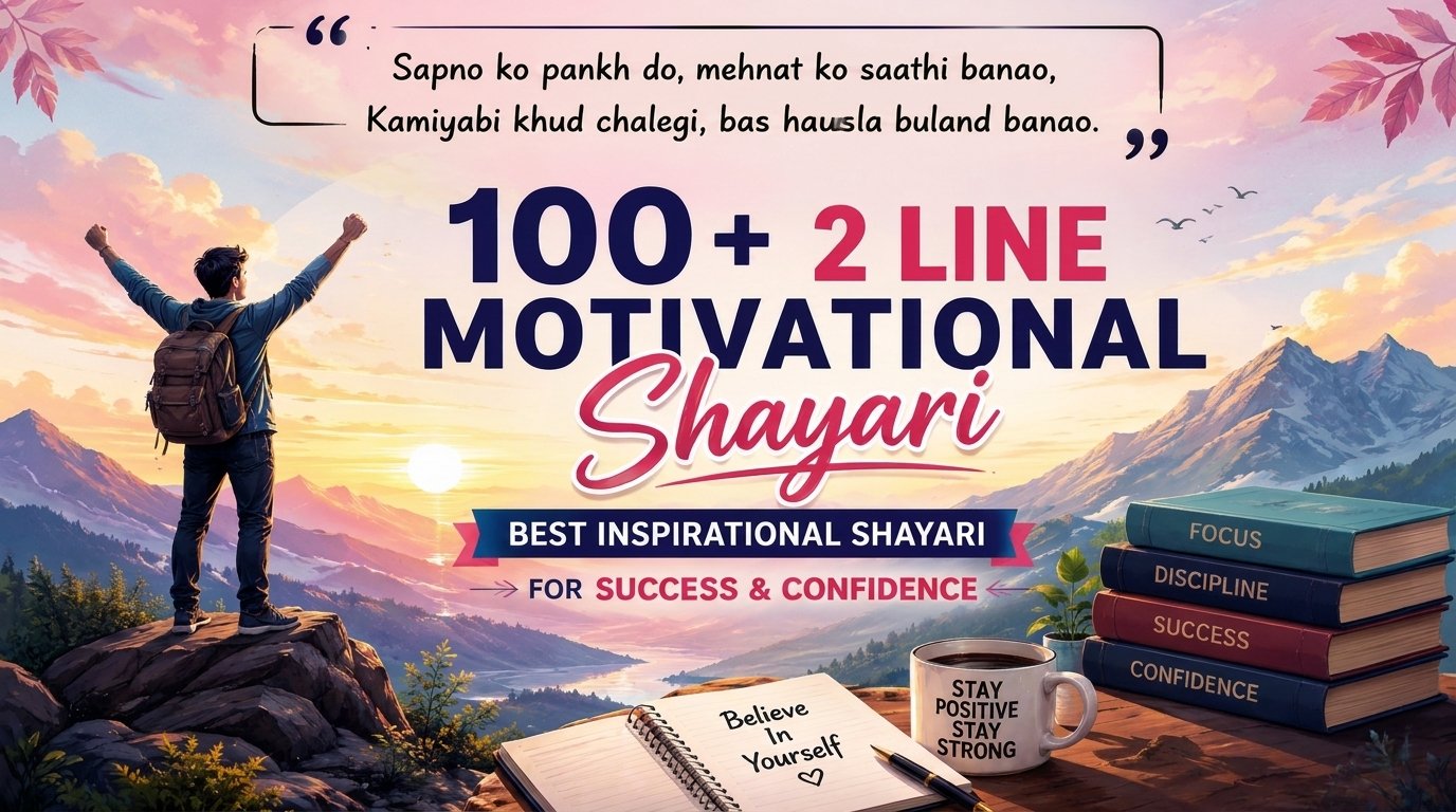 100+ 2 Line Motivational Shayari | Best Inspirational Shayari for Success & Confidence