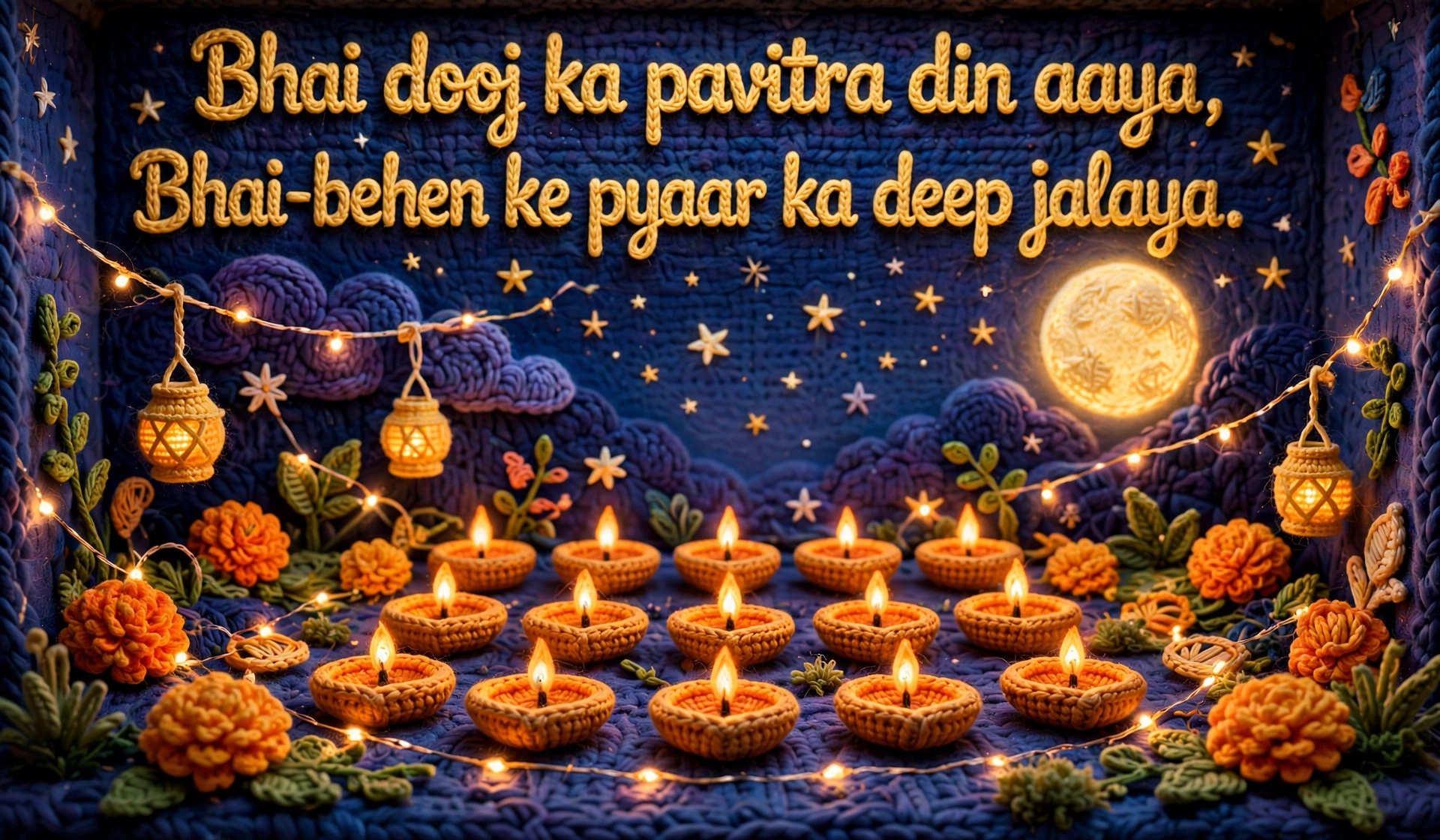 Bhai Dooj Shayari — crochet art of festive diyas