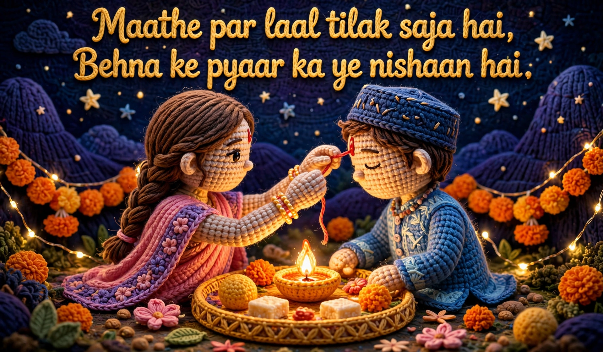Bhai Dooj Shayari — crochet art of tilak ceremony
